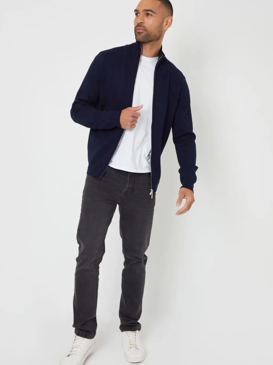 Gebreide Kleding*Threadbare - gebreid vest met rits en opstaande kraag Blauw