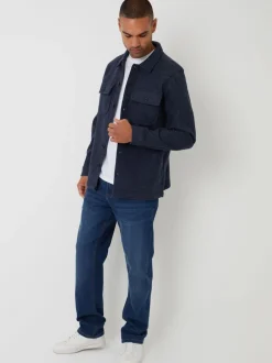 Formele Overhemden*Threadbare - imitatiebont wollen knoopsluiting overshirt Blauw
