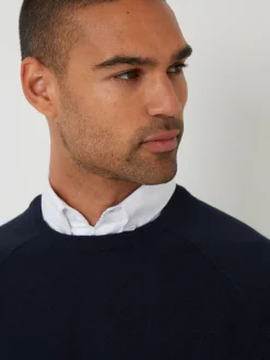 Gebreide Kleding|Threadbare - Mock Shirt Raglan Knitted Jumper Blauw