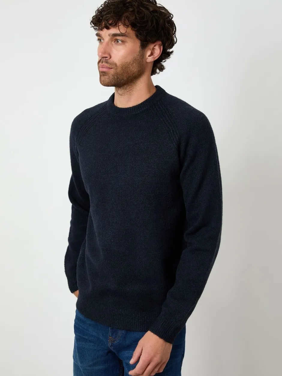 Gebreide Kleding*Threadbare - Raglan Rib Knitted Crew Neck Jumper Blauw