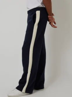 Joggingbroeken|Threadbare - Wide Leg Side Stripe Joggers Blauw