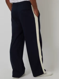 Joggingbroeken|Threadbare - Wide Leg Side Stripe Joggers Blauw