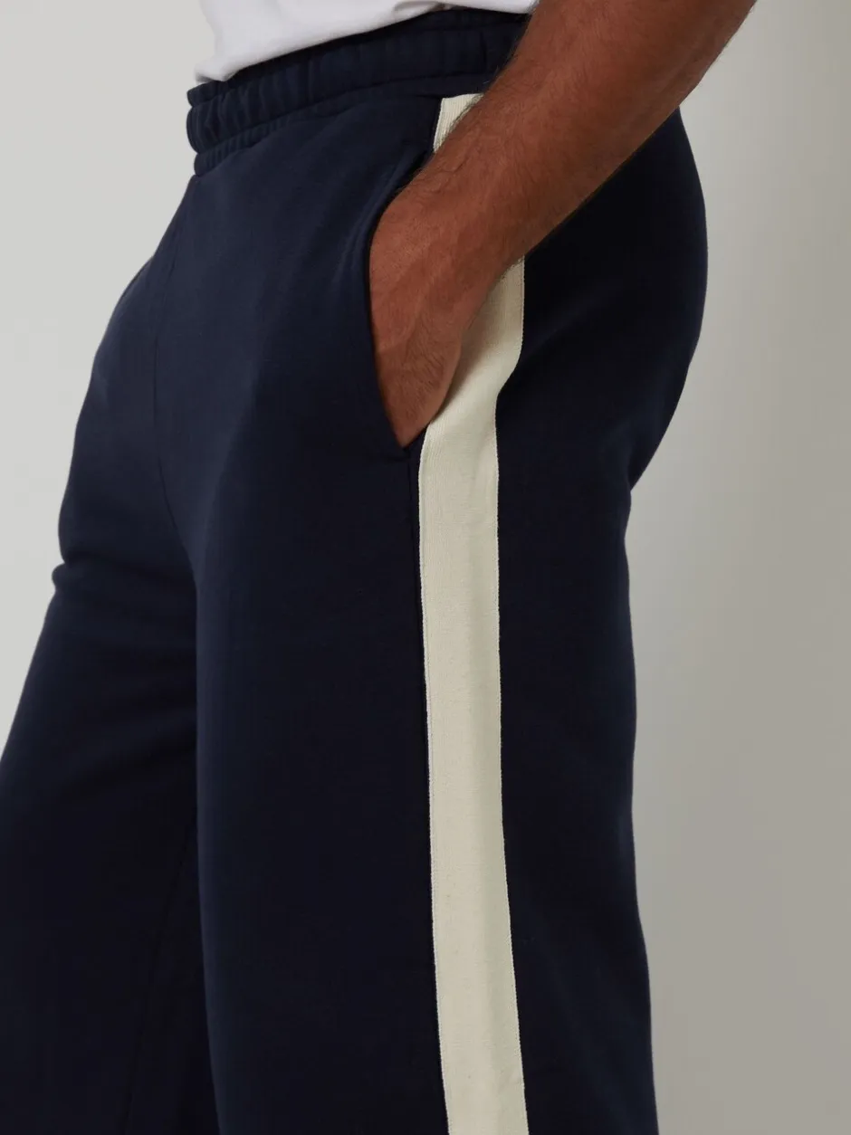 Joggingbroeken|Threadbare - Wide Leg Side Stripe Joggers Blauw