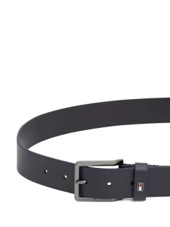 Riemen En Bretels|Tommy Hilfiger - leren riem met geëmailleerde vlag Blauw