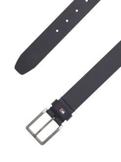 Riemen En Bretels|Tommy Hilfiger - leren riem met geëmailleerde vlag Blauw