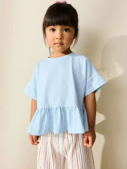 T-Shirts*Next Blauw - T-shirt met peplum en korte mouwen (3mnd -7jr)