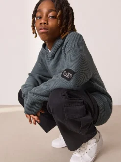Truien En Breisels|Sweaters En Hoody´S*Next Blauw - Utility gebreide hoodie (3-16jr)