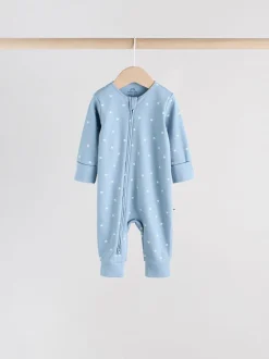 Babypakjes En Babypyjama's*Next Blauw - Verpakking van 4 Baby slaappakjes zonder voetjes met tweewegrits (0mnd-3jr)