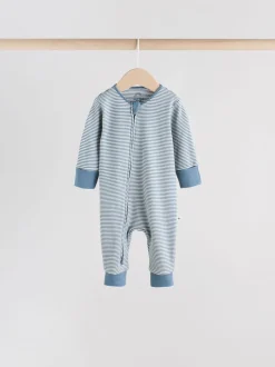 Babypakjes En Babypyjama's*Next Blauw - Verpakking van 4 Baby slaappakjes zonder voetjes met tweewegrits (0mnd-3jr)