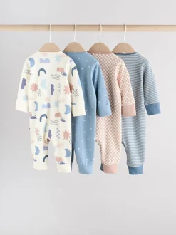Babypakjes En Babypyjama's*Next Blauw - Verpakking van 4 Baby slaappakjes zonder voetjes met tweewegrits (0mnd-3jr)