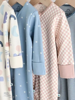Babypakjes En Babypyjama's*Next Blauw - Verpakking van 4 Baby slaappakjes zonder voetjes met tweewegrits (0mnd-3jr)
