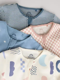 Babypakjes En Babypyjama's*Next Blauw - Verpakking van 4 Baby slaappakjes zonder voetjes met tweewegrits (0mnd-3jr)