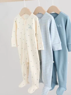 Multipacks|Babypakjes En Babypyjama's|Next Blauw - Verpakking van 3 babypyjama's met tweewegrits (0-2jr)
