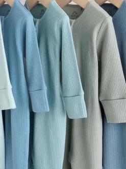Babypakjes En Babypyjama's|Next Blauw - Verpakking van 5 babyslaappakjes met tweewegrits (0 mnd - 3 jr)