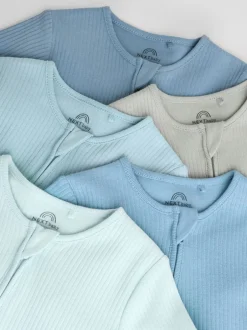Babypakjes En Babypyjama's|Next Blauw - Verpakking van 5 babyslaappakjes met tweewegrits (0 mnd - 3 jr)