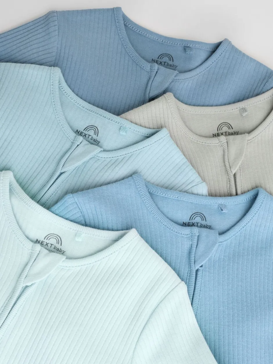 Babypakjes En Babypyjama's|Next Blauw - Verpakking van 5 babyslaappakjes met tweewegrits (0 mnd - 3 jr)