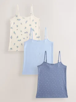 Alle Ondergoed|Tops*Next - Verpakking van 3 cami topjes met bandjes en print (1,5 - 16 jr) Blauw
