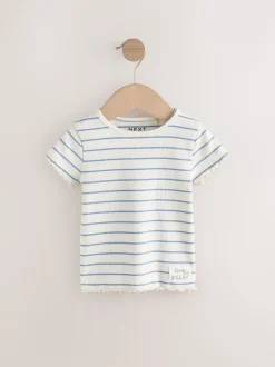 Tops|Tops*Next Blauw - Verpakking van 5 geribbelde tops met korte mouwen (3mnd -7jaar)