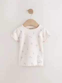 Tops|Tops*Next Blauw - Verpakking van 5 geribbelde tops met korte mouwen (3mnd -7jaar)