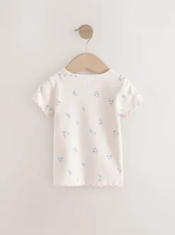 Tops|Tops*Next Blauw - Verpakking van 5 geribbelde tops met korte mouwen (3mnd -7jaar)