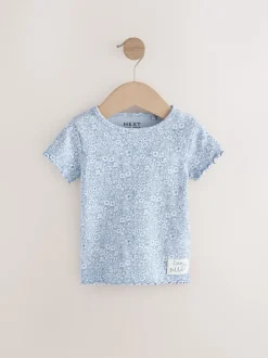 Tops|Tops*Next Blauw - Verpakking van 5 geribbelde tops met korte mouwen (3mnd -7jaar)
