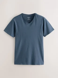 Ondergoed|Ondergoed*Next - Verpakking van 5 slim-fit 100% katoenen T-shirts met V-hals en laagjes Blauw