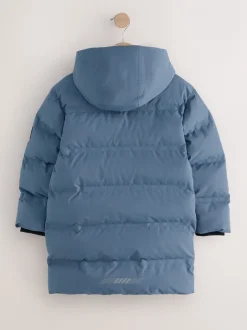 Schoolkleding|Jassen En Jacks|Next - Waterdichte lange pufferjas met fleecevoering (3-17jr) Blauw