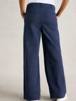 Broeken*White Stuff - Twister Chino Wide Leg Trousers Blauw