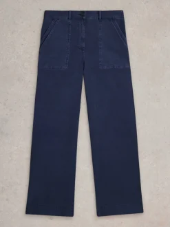 Broeken*White Stuff - Twister Chino Wide Leg Trousers Blauw