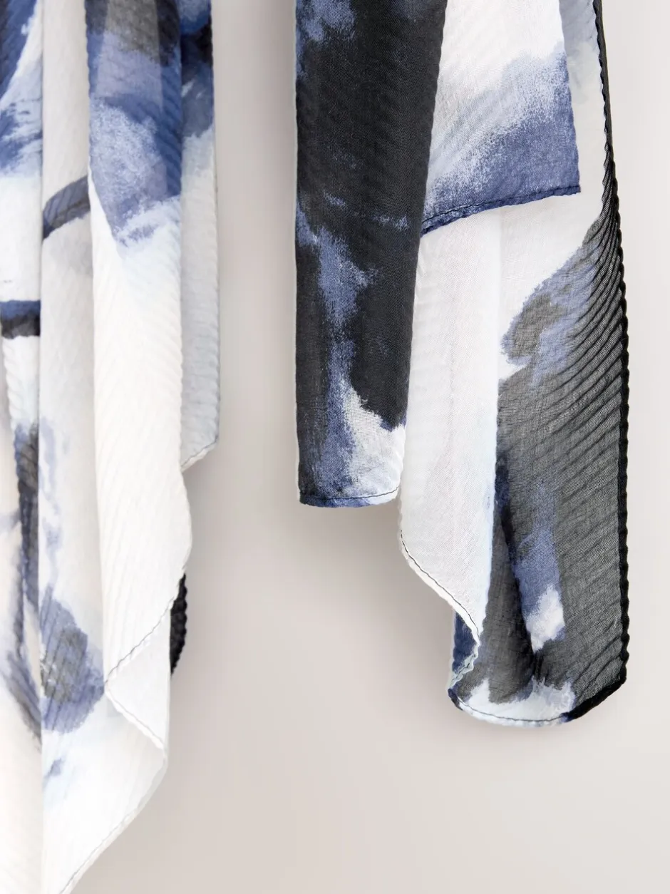 Mutsen, Handschoenen En Sjaals*Next Blauw bloemenprint - Dunne plissé sjaal