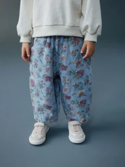 Jeans En Joggingbroeken|Jeans*Next - Pullon Barrel Jeans (3mths-7yrs) Blauw bloemenprint