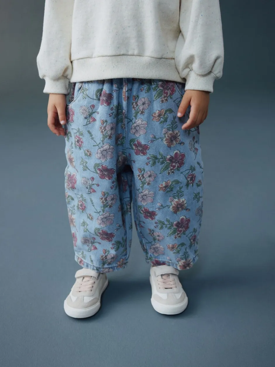 Jeans En Joggingbroeken|Jeans*Next - Pullon Barrel Jeans (3mths-7yrs) Blauw bloemenprint