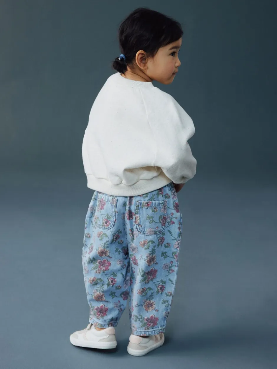 Jeans En Joggingbroeken|Jeans*Next - Pullon Barrel Jeans (3mths-7yrs) Blauw bloemenprint