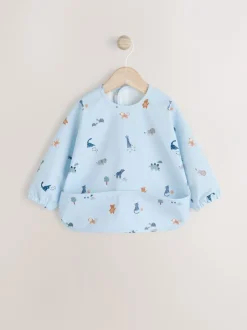 Slabbetjes*Next Blauw Dino Jungle - Slabbetje met mouwen voor spenen en voeden