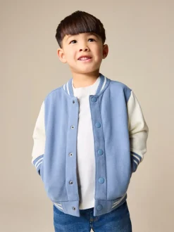 Jassen, Jacks En Kinderwagenpakjes|Jassen En Jacks|Next - Jersey bomberjack (3mnd -7jr) Blauw en ecru