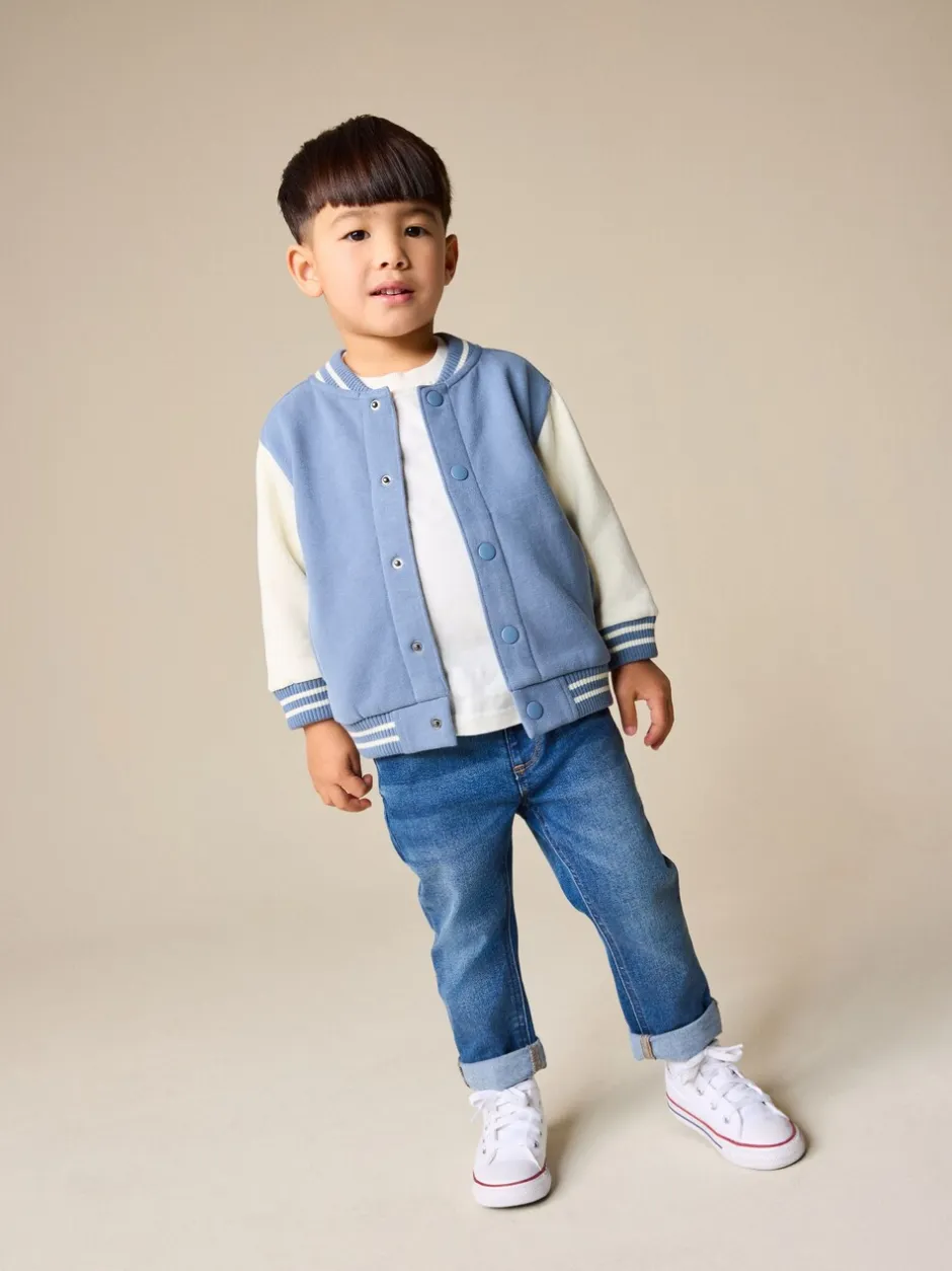 Jassen, Jacks En Kinderwagenpakjes|Jassen En Jacks|Next - Jersey bomberjack (3mnd -7jr) Blauw en ecru