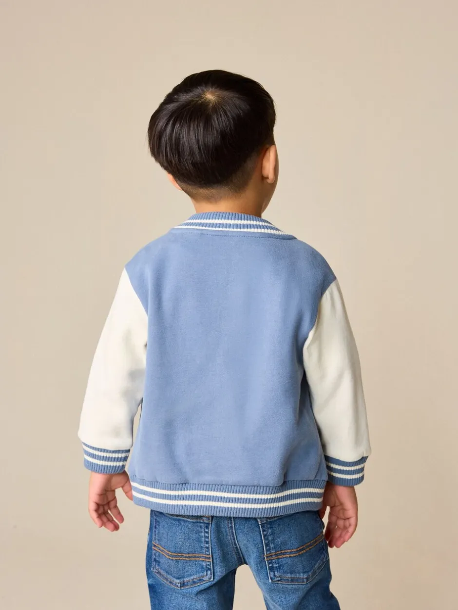 Jassen, Jacks En Kinderwagenpakjes|Jassen En Jacks|Next - Jersey bomberjack (3mnd -7jr) Blauw en ecru