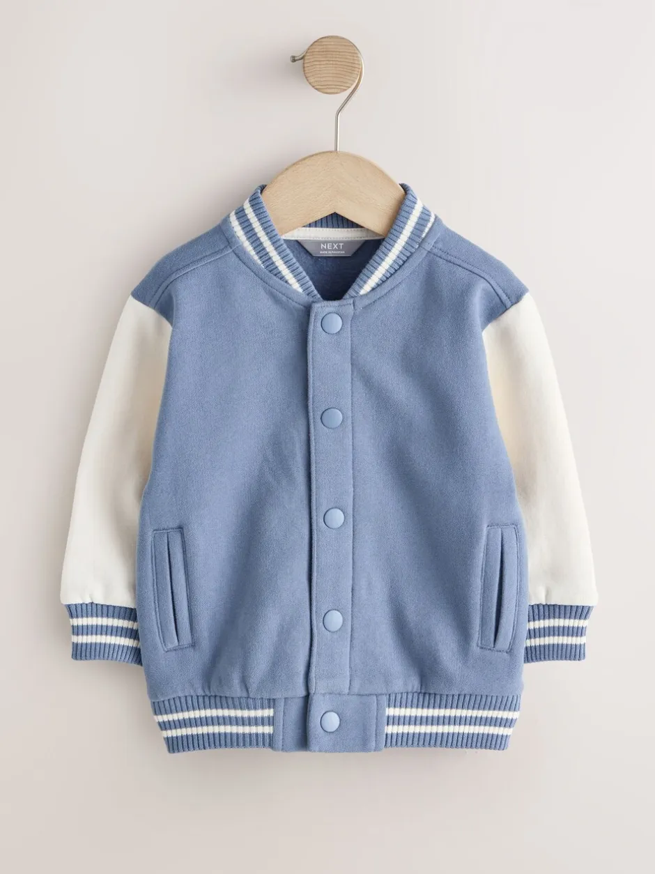 Jassen, Jacks En Kinderwagenpakjes|Jassen En Jacks|Next - Jersey bomberjack (3mnd -7jr) Blauw en ecru