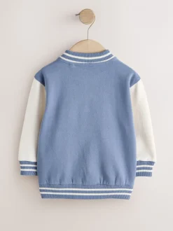 Jassen, Jacks En Kinderwagenpakjes|Jassen En Jacks|Next - Jersey bomberjack (3mnd -7jr) Blauw en ecru