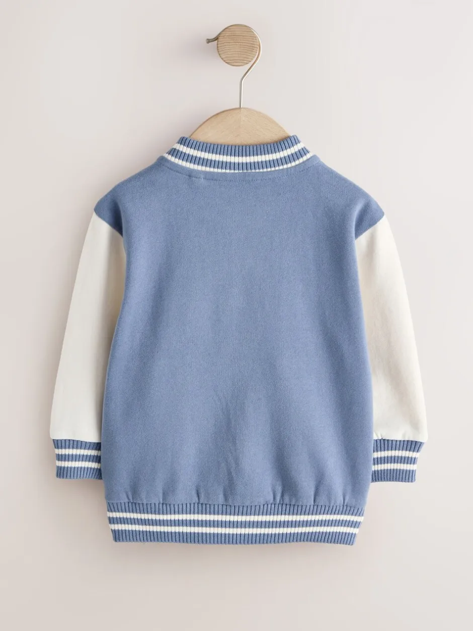 Jassen, Jacks En Kinderwagenpakjes|Jassen En Jacks|Next - Jersey bomberjack (3mnd -7jr) Blauw en ecru