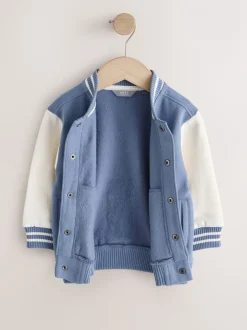 Jassen, Jacks En Kinderwagenpakjes|Jassen En Jacks|Next - Jersey bomberjack (3mnd -7jr) Blauw en ecru