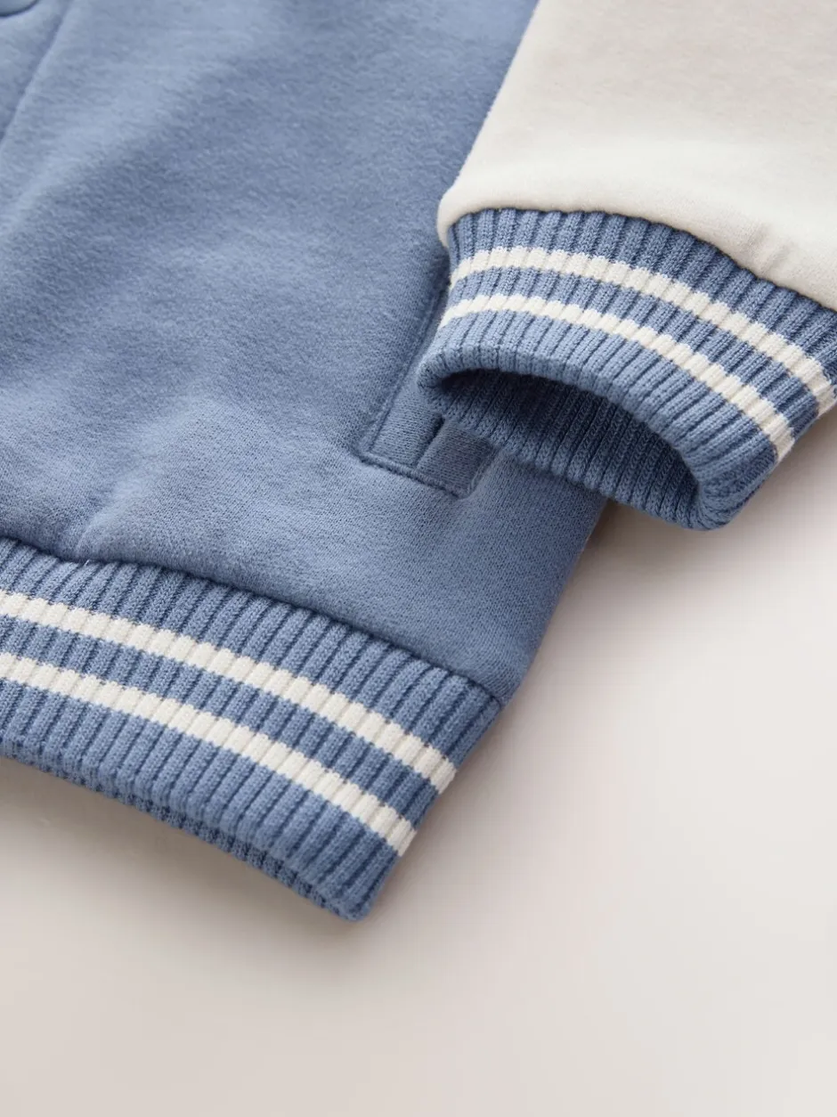 Jassen, Jacks En Kinderwagenpakjes|Jassen En Jacks|Next - Jersey bomberjack (3mnd -7jr) Blauw en ecru