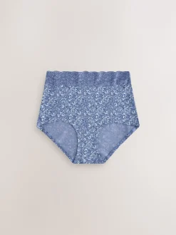 Onderbroeken*Next Blauw fijne bloemenprint - Katoenen kanten slipjes 4 stuks