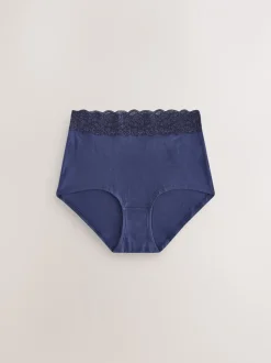 Onderbroeken*Next Blauw fijne bloemenprint - Katoenen kanten slipjes 4 stuks