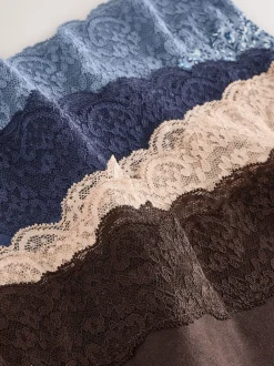 Onderbroeken*Next Blauw fijne bloemenprint - Katoenen kanten slipjes 4 stuks