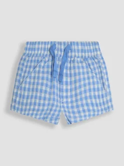 Shorts|Jojo Maman Bébé - 100% katoenen short met textuur en geruit patroon Blauw geruit