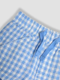 Shorts|Jojo Maman Bébé - 100% katoenen short met textuur en geruit patroon Blauw geruit