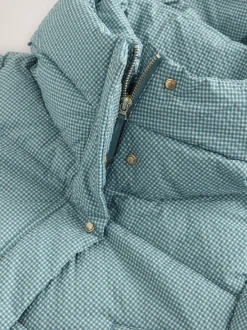 Jassen En Jacks*Next Blauw geruit - Regenbestendige gewatteerde lange jas met capuchon