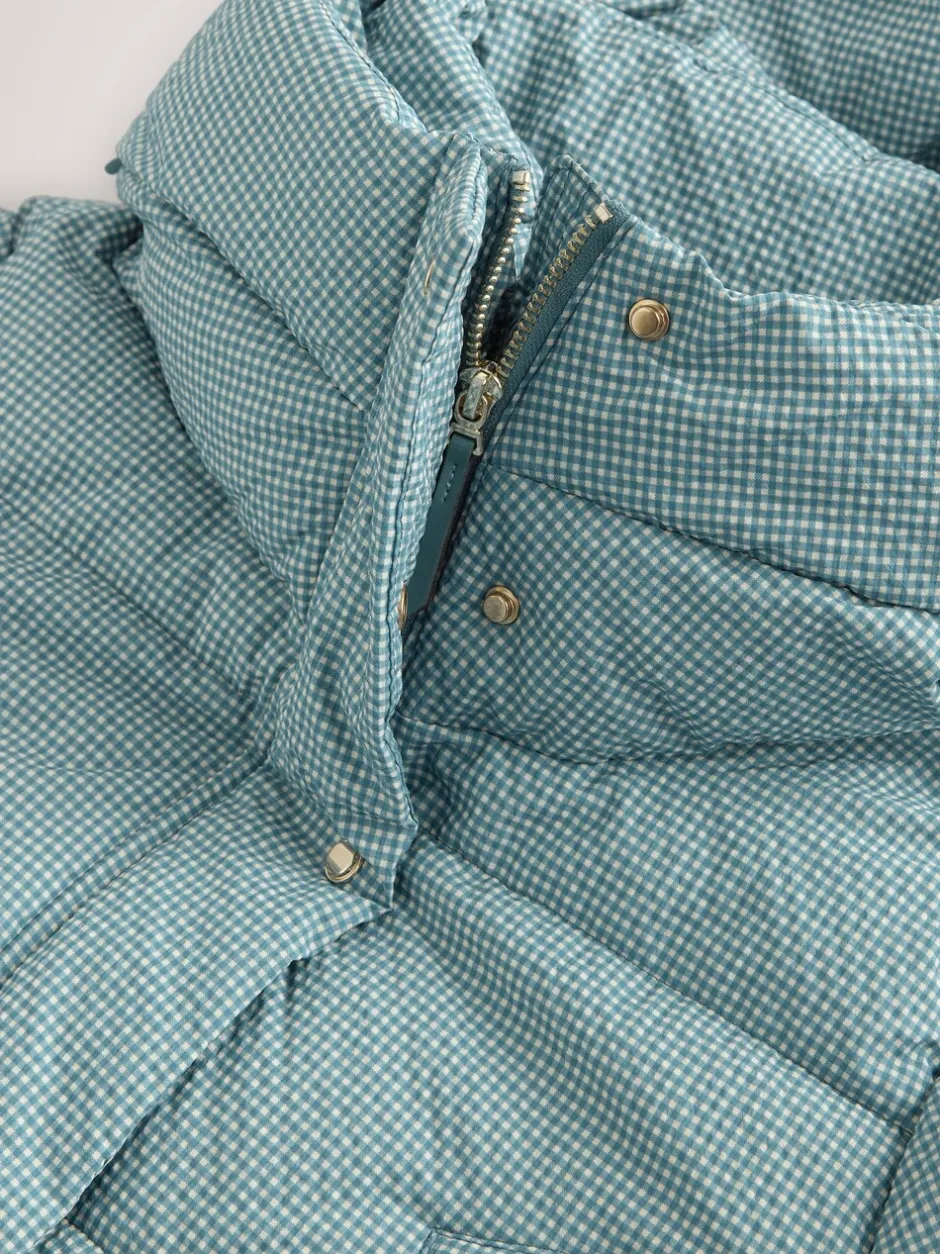 Jassen En Jacks*Next Blauw geruit - Regenbestendige gewatteerde lange jas met capuchon