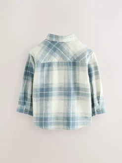 Shirts*Next - Set van T-shirt en shirt met lange mouwen (3mnd-7jr) Blauw geruit